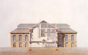 Entwurf für die Stag-Brauerei, Originalmanuskriptzeichnung aus den Büros von George Saunders, ca. 1807 von English School