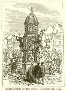 Zerstörung des Kreuzes in Cheapside, 1643 von English School