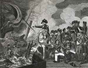 Zerstörung der Kanonenboote vor Gibraltar, graviert von H. Cook, 1816
