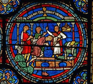 Detail aus dem Wunderfenster, das Robert von Cricklade darstellt von English School
