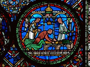 Detail aus dem Wunderfenster mit William Kellett und Adam Forrester von English School