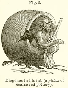 Diogenes in seiner Tonne (Ein Pithos aus grober roter Keramik) von English School