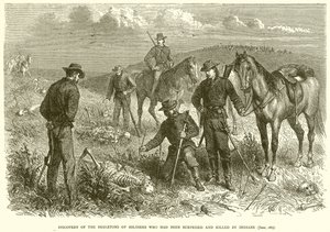 Entdeckung der Skelette von Soldaten, die von Indianern überrascht und getötet wurden (Juni 1867) von English School