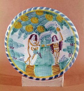 Schale, die Adam und Eva darstellt