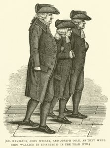Dr. Hamilton, John Wesley und Joseph Cole, wie sie 1790 in Edinburgh gesehen wurden (Gravur)