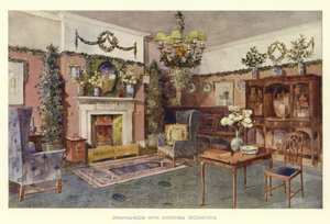 Wohnzimmer mit Weihnachtsdekorationen von English School