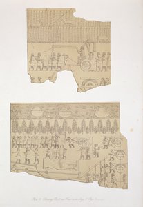 Zeichnung eines Stiers und Wald mit Hirschen und Schweinen, Koujunjik, Tafel 12 aus Ninive und seine Überreste von Austen Henry Layard (1817-94) veröffentlicht 1849