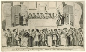Zeichnung der Staatslotterie in der Guildhall im Jahr 1763
