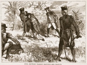 Duell zwischen Warren Hastings und Francis, Illustration aus Cassells Illustrierter Geschichte Indiens von James Grant, veröffentlicht 1879