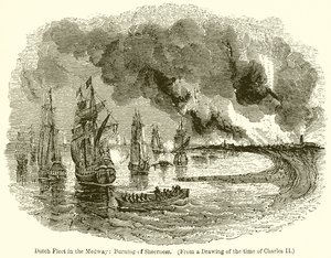 Niederländische Flotte in der Medway: Brand von Sheerness