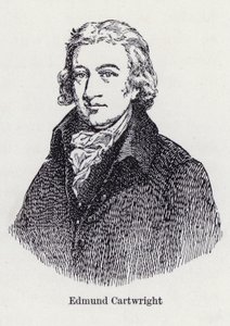Edmund Cartwright, englischer Erfinder des mechanischen Webstuhls (Lithographie) von English School