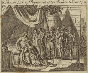 Eleanor von Kastilien, Königin von König Eduard I. von England, saugt Gift aus der Wunde ihres Mannes, erlitten bei einem Attentat in Akkon, 1272 von English School