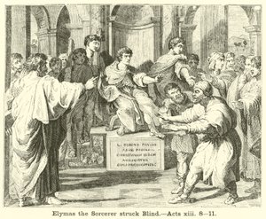 Elymas der Zauberer wird blind, Apostelgeschichte, xiii, 8, 11 von English School