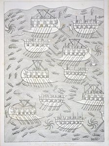 Feinde der Assyrer suchen Zuflucht in Schiffen, Tafel 71 aus Ninive und seine Überreste von Austen Henry Layard (1817-94) veröffentlicht 1849