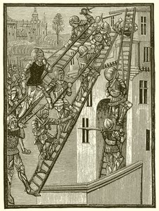 Englische Soldaten erklimmen eine Festung in Gascogne, Temp. Edward III von English School