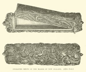 Gravierte Truhen der Maoris von Neuseeland, nach Cook