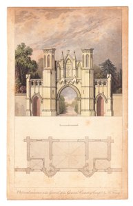 Eingang zum Highgate Cemetery, veröffentlicht von The Lady Magazine, ca. 1839 von English School