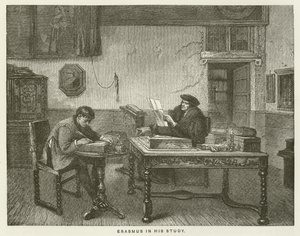 Erasmus in seinem Arbeitszimmer