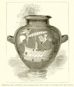 Etruskische Kunst - Antike Vase, die die Geschichte von Odysseus und den Sirenen darstellt von English School