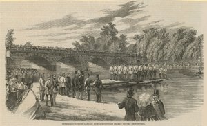 Experimente mit Captain Fowkes Pontonbrücke auf der Serpentine, Hyde Park von English School