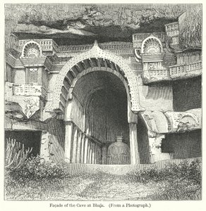 Fassade der Höhle in Bhaja (Gravur) von English School