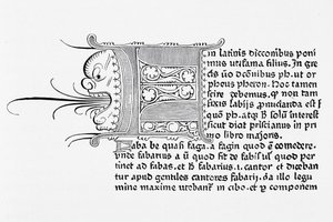 Faksimile einer Seite aus dem Catholicon, gedruckt von Johannes Gutenberg, Mainz, 1460 von English School