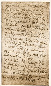 Faksimile einer Seite von Sir Ralph Verneys Notizen zum Langen Parlament aus Memoirs of the Verney Family (Sepia-Foto) von English School