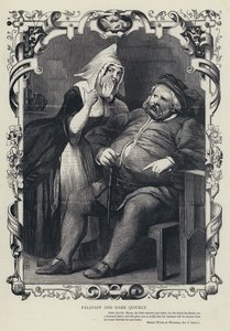 Falstaff und Frau Quickly, Die lustigen Weiber von Windsor, Akt II, Szene 2 (Gravur) von English School