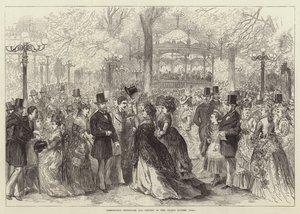 Modische Promenade und Konzert in den Champs Elysees, Paris (Gravur) von English School