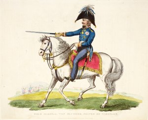 Feldmarschall von Blücher, Prinz von Wagstadt, veröffentlicht von Richard Evans, graviert von Romney, Illustration aus An Historical Account of the Battle of Waterloo von William Mudford, 1816 von English School