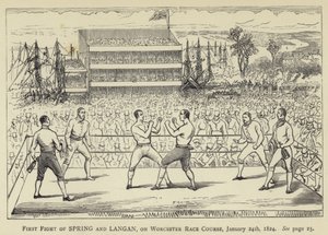 Erster Kampf von Spring und Langan, auf der Worcester-Rennbahn, 24. Januar 1824 von English School