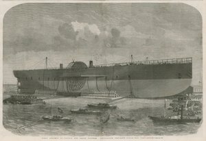 Erster Versuch, das Dampfschiff Leviathan der Great Eastern Navigation Company zu starten von English School