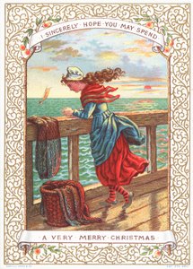 Fischerin schaut aufs Meer, Weihnachtskarte von English School