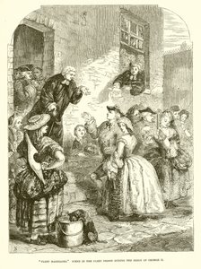 Flottenhochzeiten. Szene im Fleet-Gefängnis während der Herrschaft von Georg II. von English School