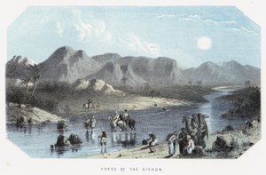 Furten des Kishon (farbige Gravur) von English School