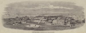 Fort Moultrie, Charleston in der Ferne (Gravur) von English School