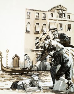 Frederick Rolfe klettert aus einem Kanal in Venedig von English School