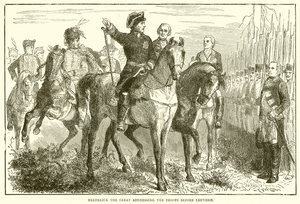 Friedrich der Große spricht die Truppen vor Leuthen an von English School