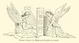 Aus einem Fresko von Matteo di Gualdo in Assisi (Gravur) von English School