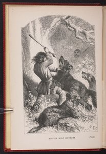 Frontispiz aus The British Wolf-Hunters. Eine Geschichte, etc., von Thomas Miller von English School