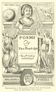 Frontispiz von Randolphs Gedichten mit seinem Porträt von English School