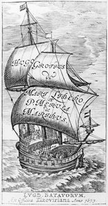 Frontispiz zu De mari libero, von Hugo Grotius und Paulus van Merula de Maribus, 1633 von English School