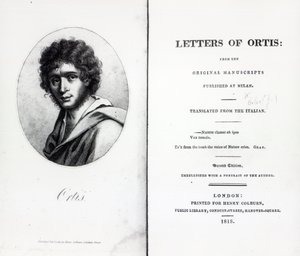 Frontispiz zu Die Briefe von Ortis von Niccolo Ugo Foscolo, Ausgabe veröffentlicht 1818 von English School