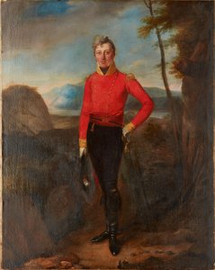 Ganzkörperporträt eines Feldoffiziers der britischen Infanterie von English School