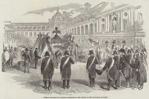 Begräbnisprozession von Marschall Exelmans zur Kirche der Invaliden in Paris (Gravur)