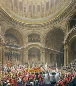 Begräbnis von Arthur Wellesley (1769-1852) Herzog von Wellington in der St. Pauls Kathedrale, graviert von J. Thomson und E.J. Parris, 1852 von English School