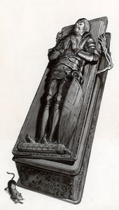 Grabdenkmal mit herauskommendem Skelett