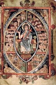 Christus in Majestät, aus dem Athelstan-Psalter, Old Minster, Winchester, 925-50 (Pergament) von English School