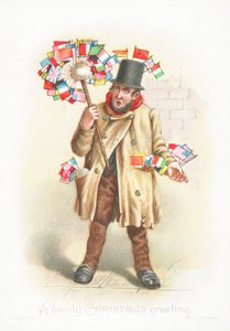 Herr mit Fahnen, Weihnachtskarte von English School