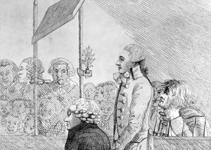 George Barrington während seines Prozesses am Old Bailey am Freitag, den 17. September von English School